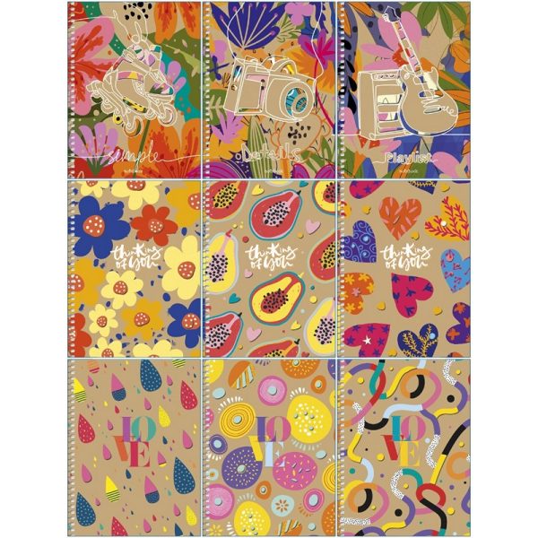 Зошит A5 96 арк. на спіралі, без лініювання, кремовий блок, лазерна висічка, крафт картон, 6114 STUDENT