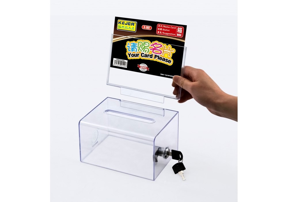 Бокс для візиток KEJEA з замком та постером, прозорий