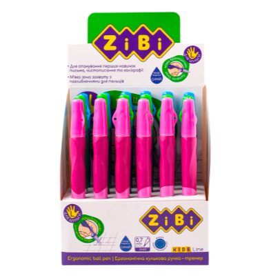 Ручка кулькова для шульги з гумовим грипом, синій, дисплей ZB.2001-01