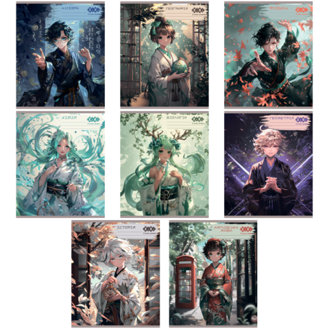 Набір зошитів учнівських загальних, 10 штук, 8 предметів, ANIME, 48арк.