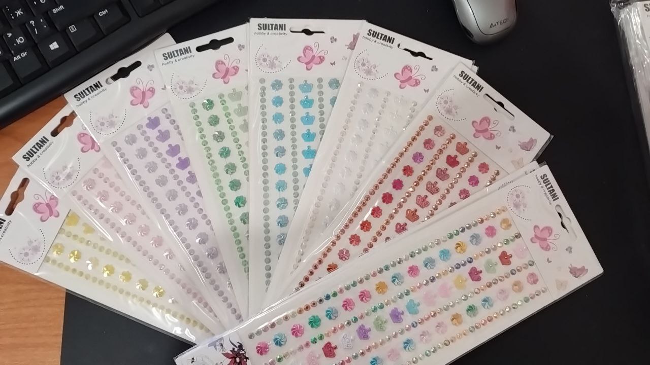 Наліпки Стрази акрилові "Crystal Dimond",24*9см., мікс кол  ST 1200