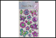 Наклейки мягкая лазерная 28,5*15,3см Цветы  11058(WX-DH)