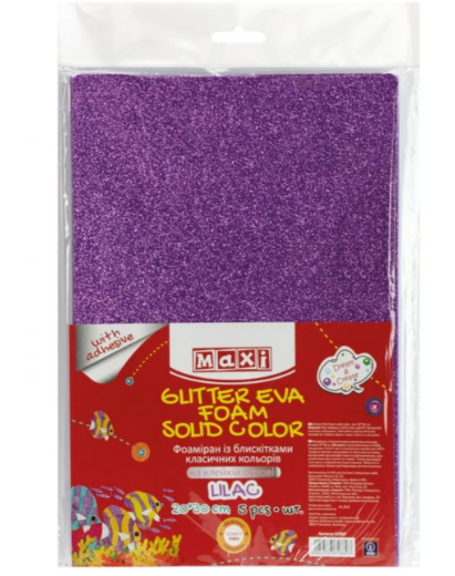 Фоаміран з блискітками на клейкій основі, 20х30 см, 2 мм, бузковий MX61860