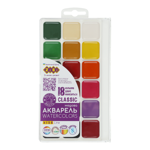 Акварель CLASSIC, 18 кол., без пензлика, пластикова коробка