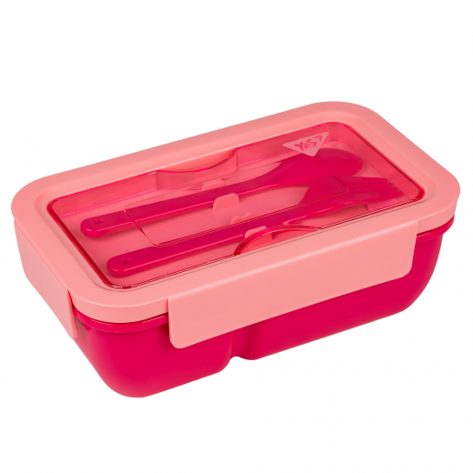 Ланчбокс Yes "Fusion" 850 мл, з приладдям, рожевий