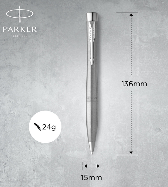 Ручка подарункова Parker F19s-20212S РП URBAN Metro Metallic сталь с хромом