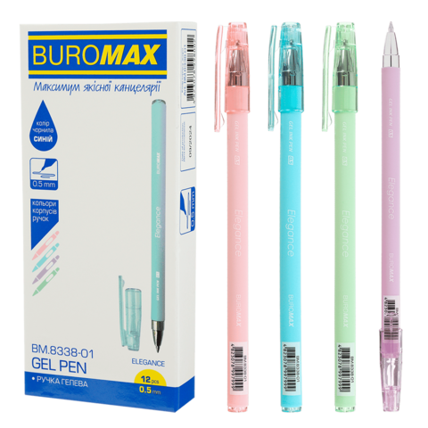 Ручка гелева ELEGANCE 0.5мм, непрозорий корпус синя BM.8338-01