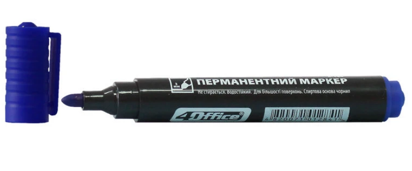 Маркер перманентний 1-3 мм 4OFFICE синій, 4-104