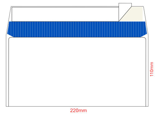 Конверт 110*220 мм з липким прошарком 80 г/м2 білий, 2040
