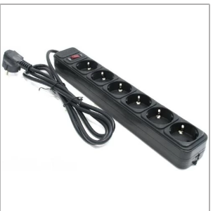 Фільтр мережевий Gembird, 6 розеток, 4.5 м, Black, 10А, до 2.2 кВт, вимикач, заземлення, 3x0.75 мм² (SPG6-G-15B)