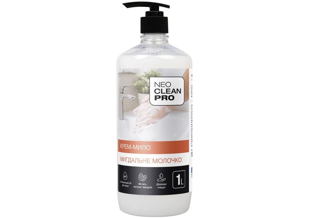 Крем-мило професійне NeoCleanPro Мигдальне молочко, з дозатором, 1л