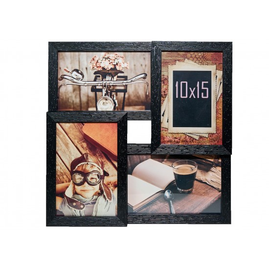 Рамка колаж на 4 фото 10*15 Чорна рельєфна