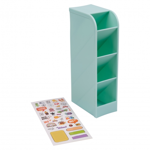 Стакан для письмового приладдя YES "My story" mint, 4 секції, пластик + наліпки