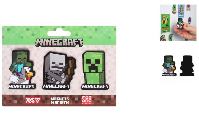 Магніти фігурні Yes 708542 "Minecraft.Creeper", 3 шт