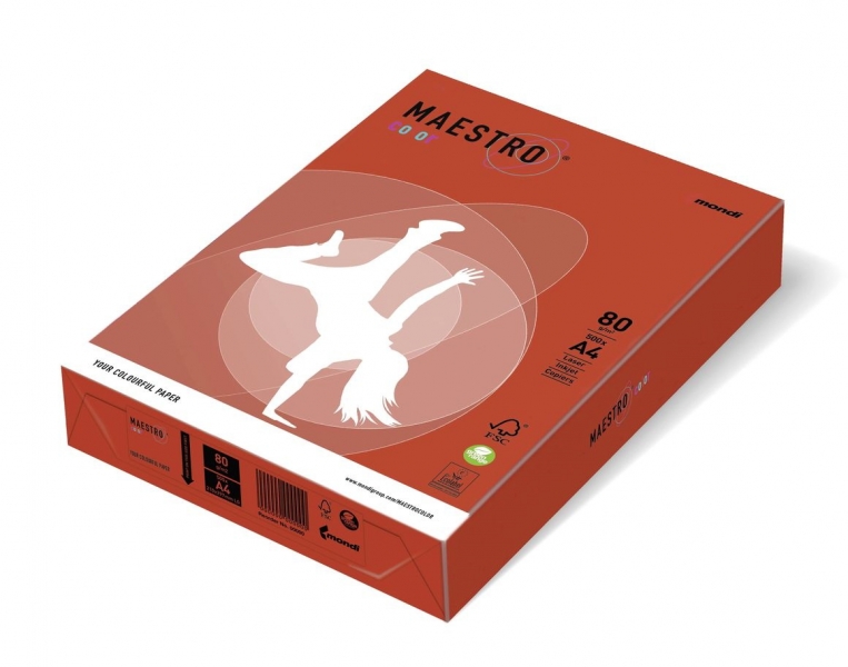 Папір кольоровий  А4 160 г/м 250л  Maestro Color Intensive CO44 Coral Red червоний