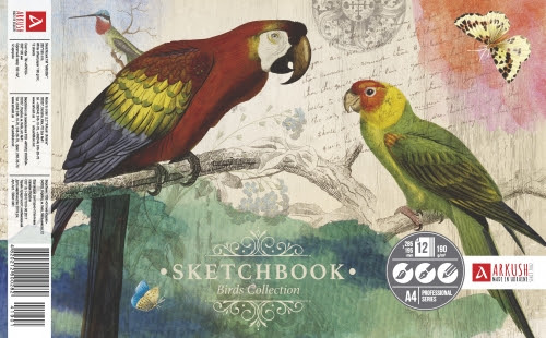 Скетчбук А4 12арк клеєний Аркуш 1SBA41901 Птахи 285*195