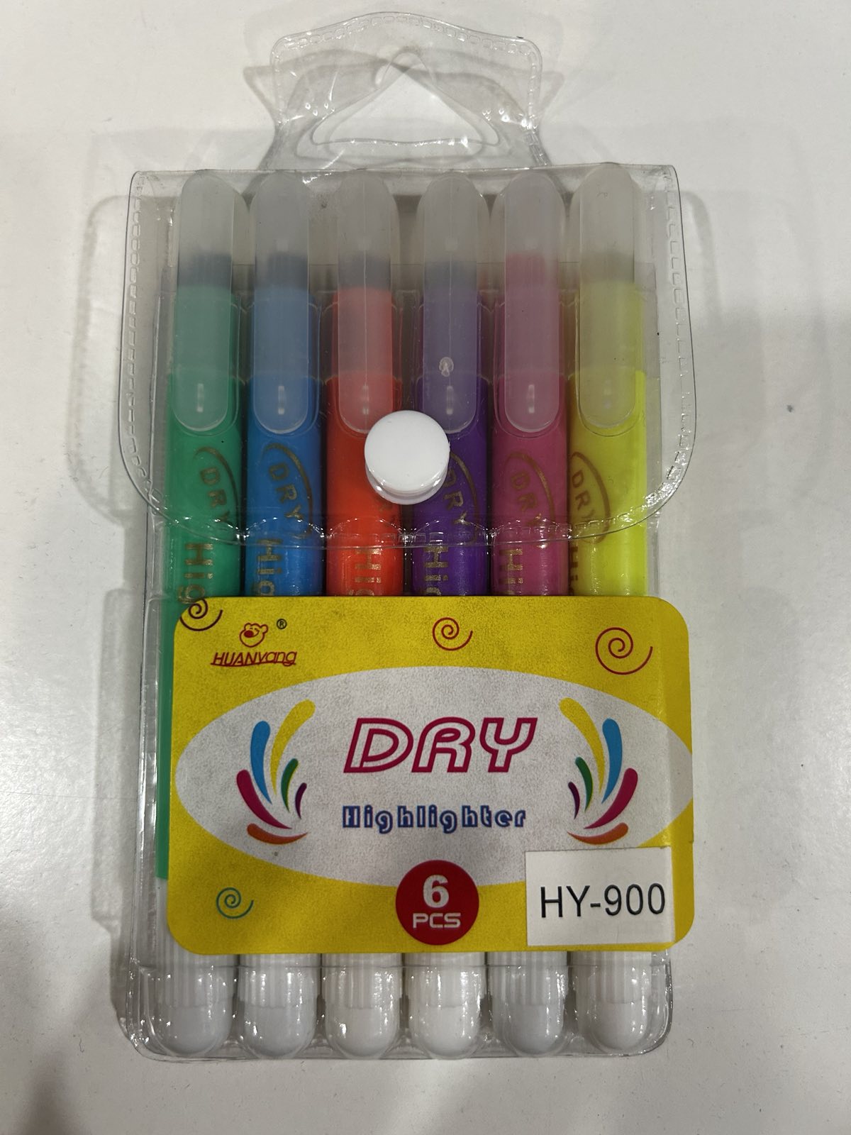Набір маркерів 6шт  сухих кольорових хайлайтерів з твердим флуоресцентним покриттям HY-900