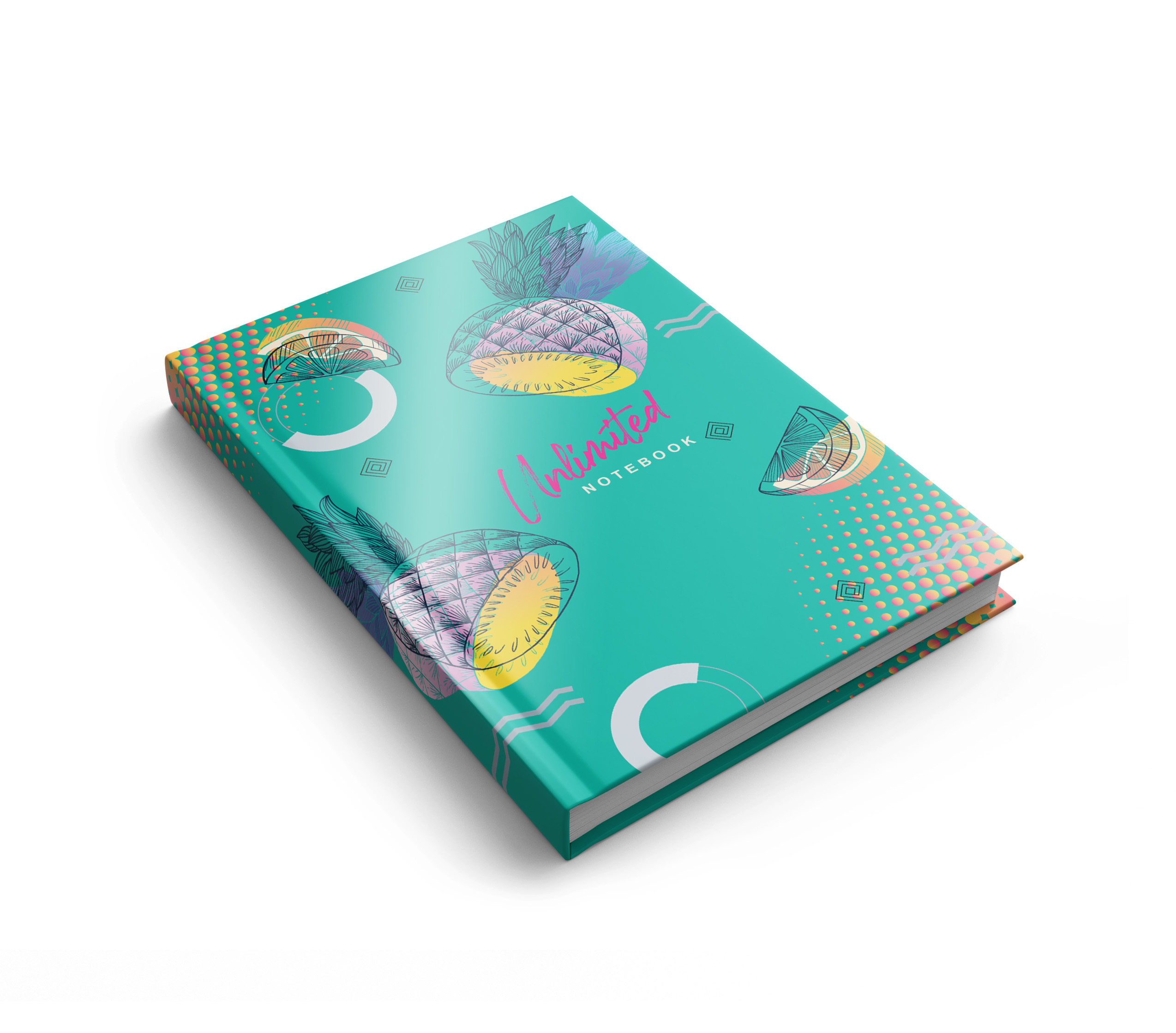 Блокнот А6, клітинка, 160 арк., ламінована тверда обкладинка, 1В2482, Ананаси