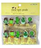 Прищіпка декоративна 10 штук з мотузкою 3 см , Кактуси