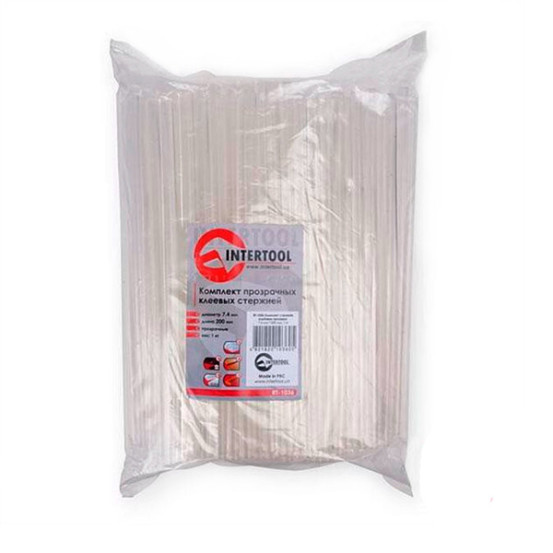 Стрижні клейові 7,4х200мм прозорі (1кг/100шт) Intertool RT-1036