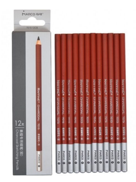 Олівець вугільний (soft) 12шт Marco чорні Raffine 7015-12CB