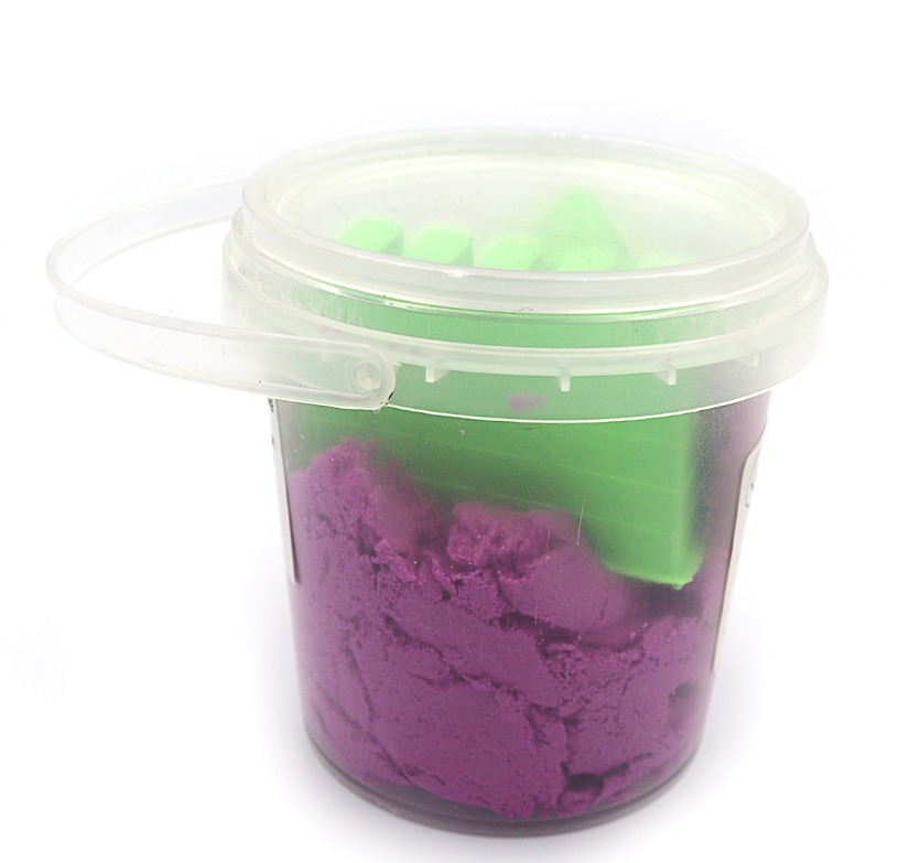 Набір кінетич. піску в пластик.відерці 200г з форм. 2шт., mix