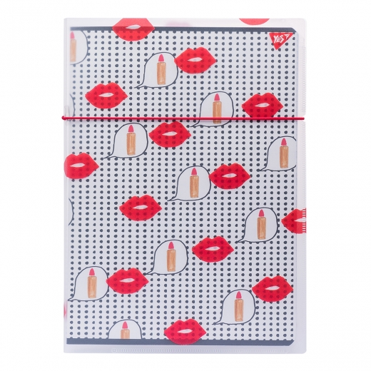 Блокнот А4 48арк клітинка. в пластиковій папці з малюнком "BBF LIPS" YES