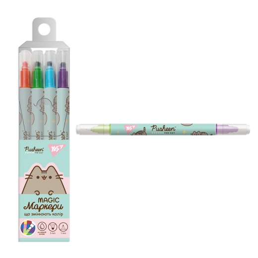 Маркери для малювання, що змінюють колір YES "Pusheen" 4 шт