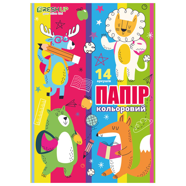 Папір кольоровий А4 14 арк 7 кольорів Fresh Up FR-0014-7