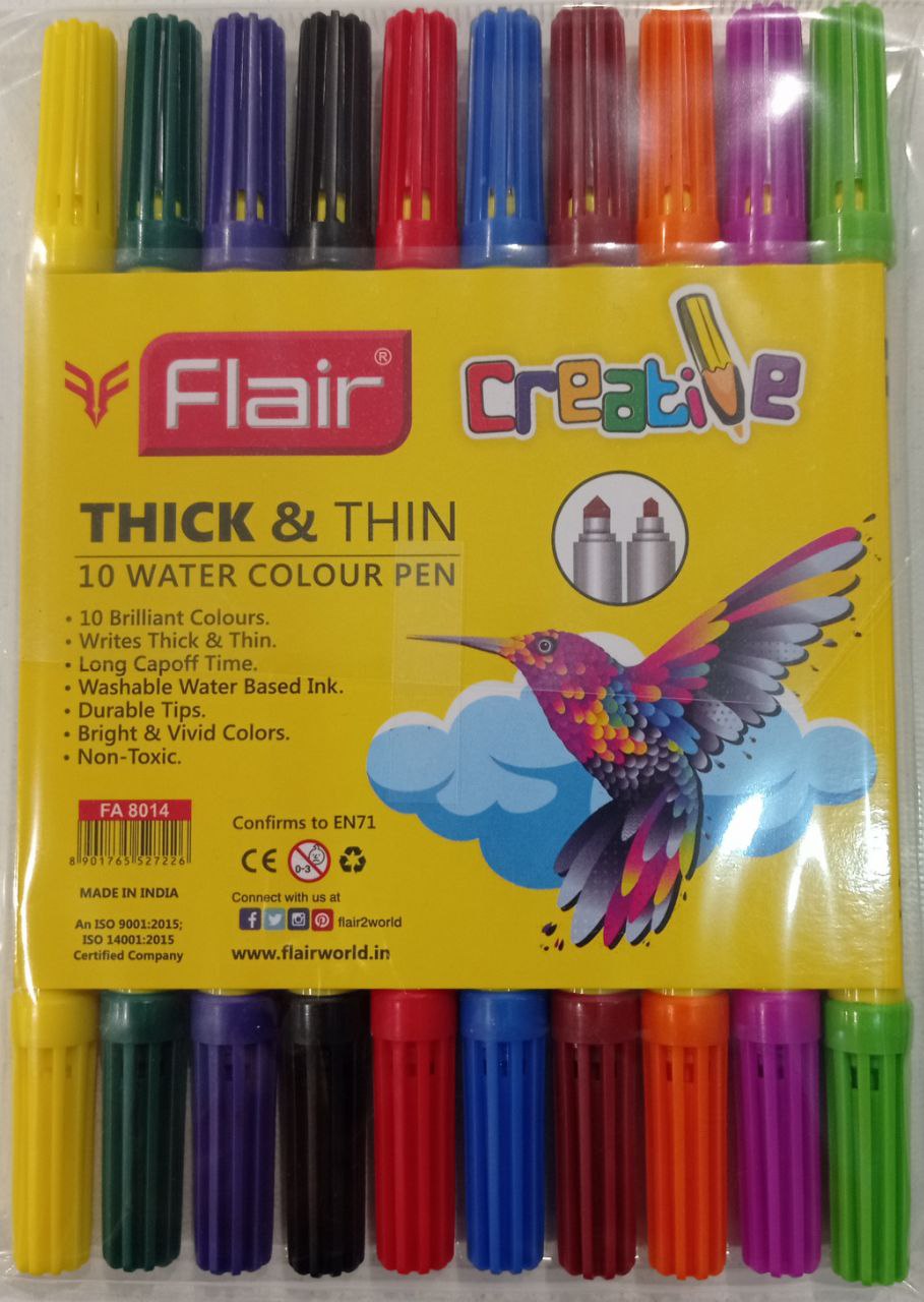 Фломастери Flair FA8014 10кол двосторонні 1мм/4мм Thick&Thin