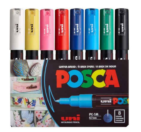 Набір маркерів uni POSCA, 0,7-1мм, 8 шт PC-1M 8C