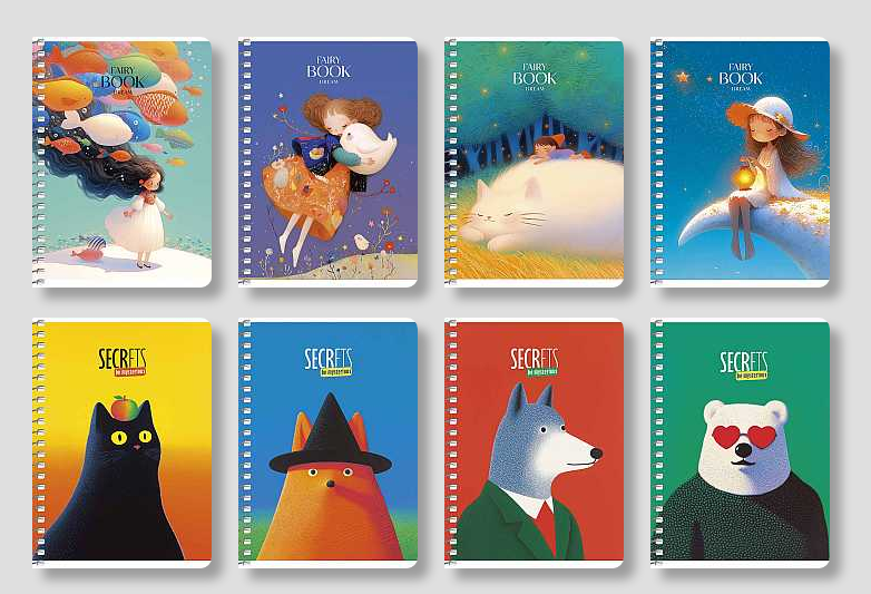 Блокнот для записів, спiраль збоку, А6/80арк., у клітинку, білий блок, 60г/м2, картон, УФ-лак, Student A6-SC-080-6144K