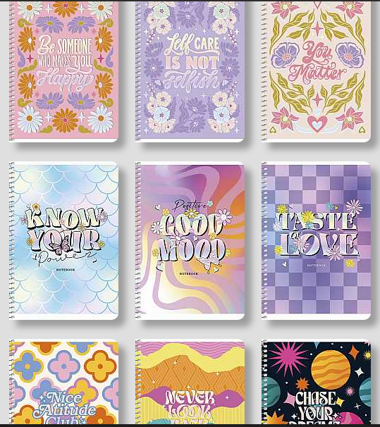 Блокнот для записів, спiраль, А5/80арк., у клітинку, білий блок, 70г/м2, ПК, тиснення, Student A5-SC-080-6131K