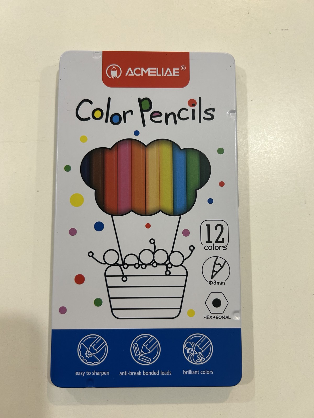 Набір олівців кол. шестикутних "Acmeliae" 12кол,  в металев. коробці
