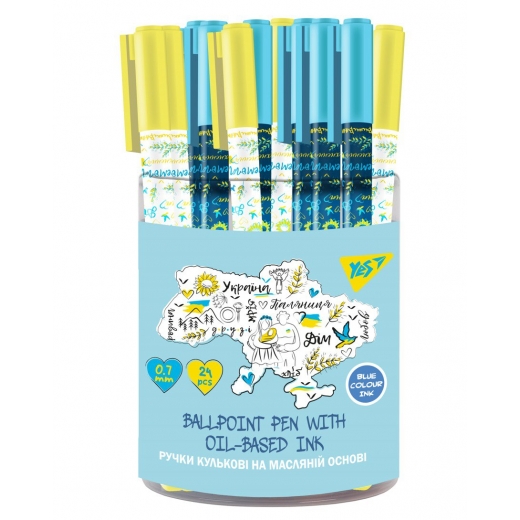 Ручка кулькова YES "Freedom Ukraine" 0,7 мм синя 412184