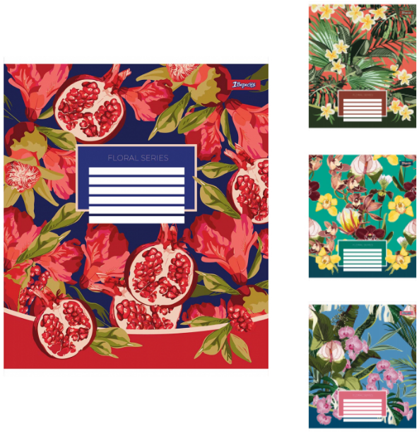 Зошит 36 арк клітинка 1Вересня Floral series, 766402