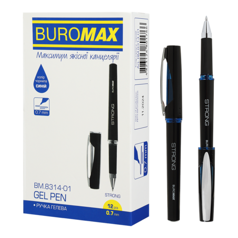 Ручка гелева STRONG 0.7 мм, з гумовим грипом, чорнило синього кольору BM.8314-01