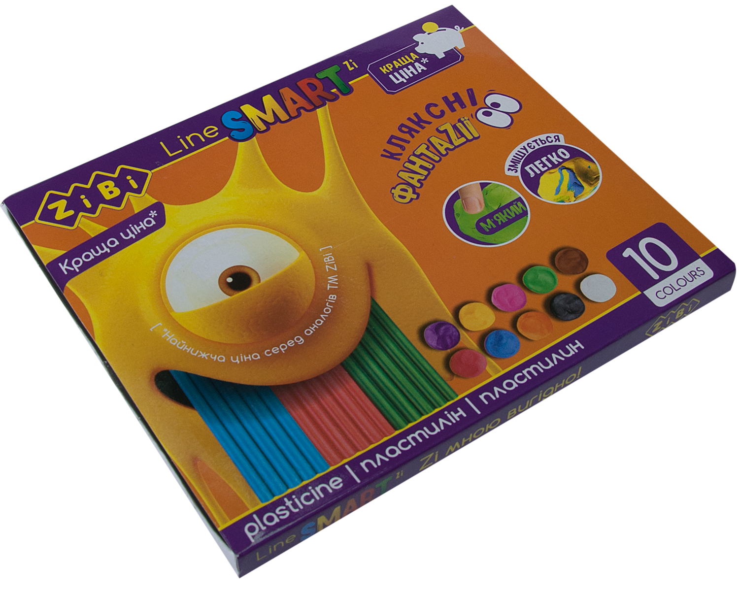Пластилін 10 кольорів, 200 г ZB.6223