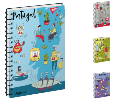 Блокнот А5 80арк клітинка YES "European countries" на спіралі 681837