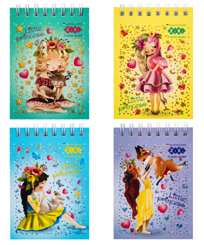 Блокнот на пружині зверху LITTLE PRINCESS, А7, 40 арк., картонна обкладинка, KIDS Line