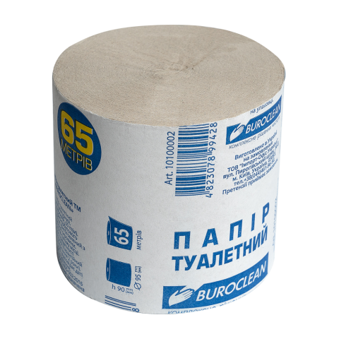 Папір туалетний макулатурний,"BUROCLEAN", 65 метрів, без гільзи, сірий