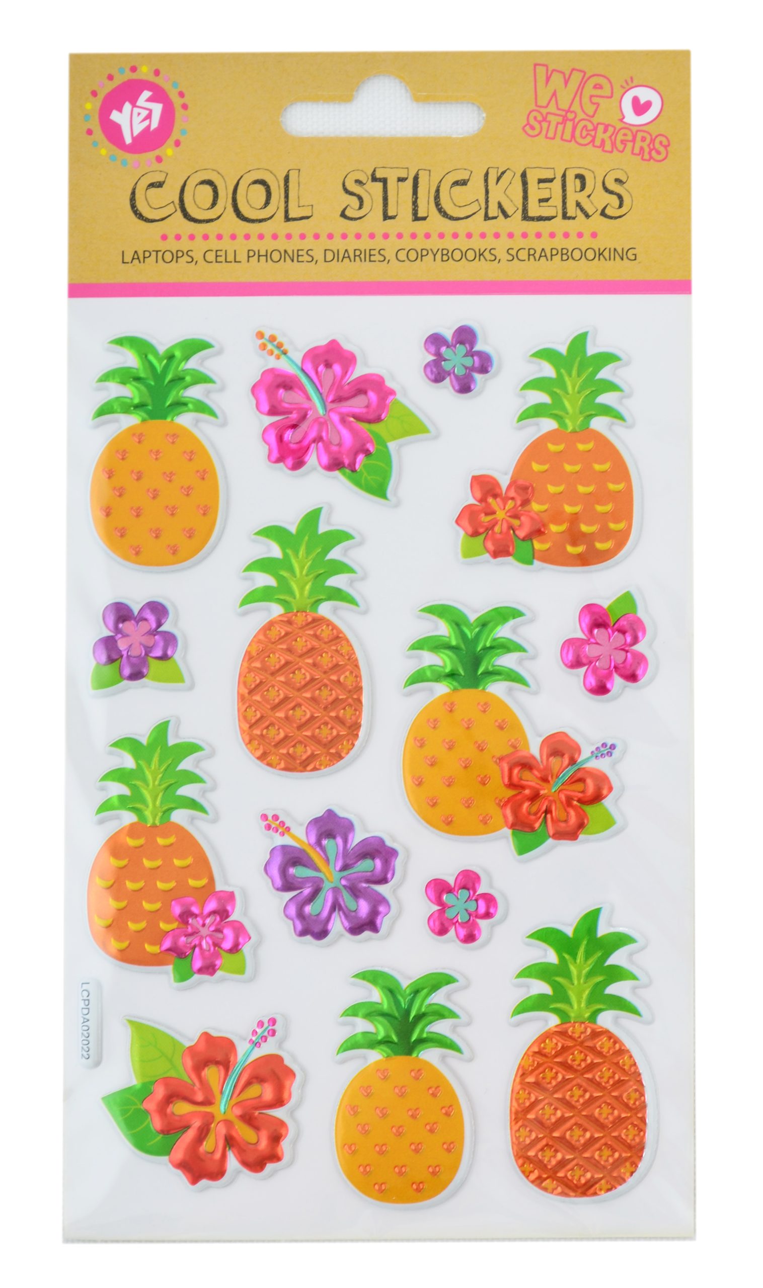 Набір декоративних стікерів з тисненням фольгою "Pineapple", 100 * 150 мм