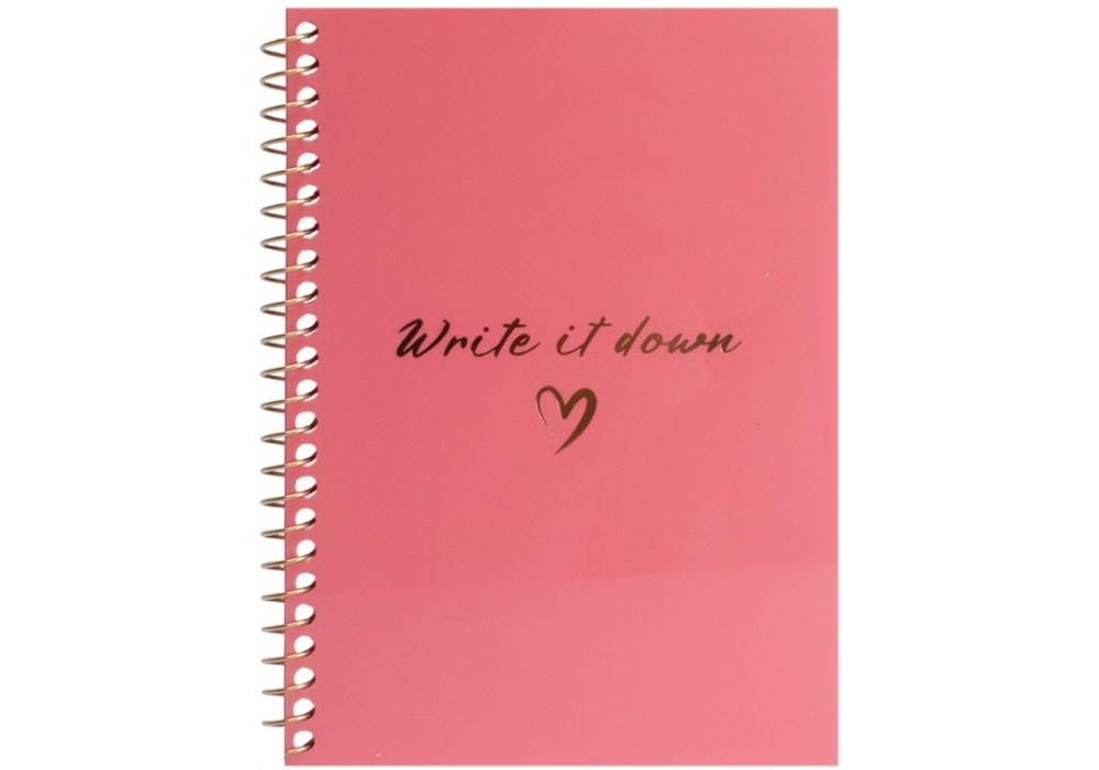 Блокнот А6, пласт. обкл., бічна спіраль, 60 арк., клітинка, кораловий