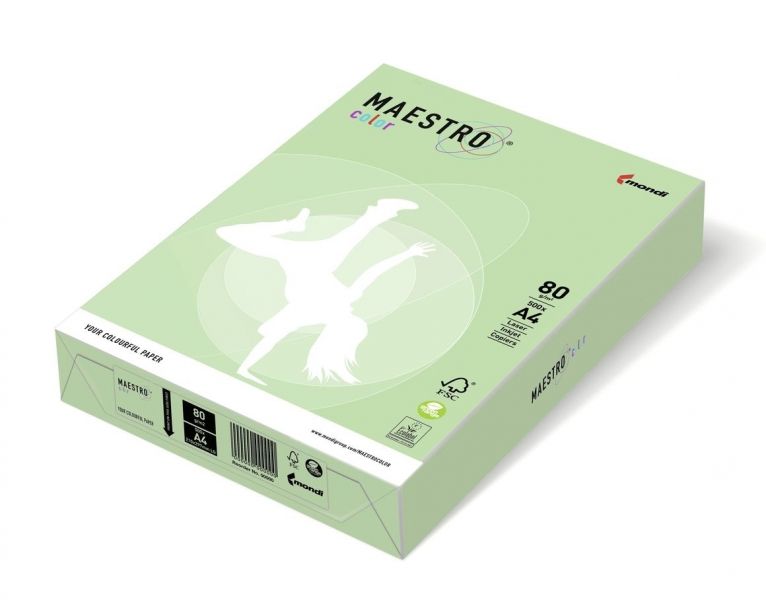 Папір кольоровий  А4 160 г/м 1 арк.  Maestro Color Pastell MG28 Medium Green зелений