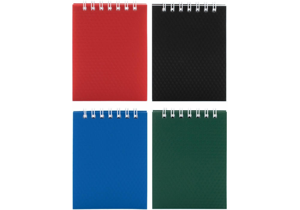 Блокнот А7, E20324 пластикова обкл., верхня спіраль, 80 арк., кліт., 60г/м2, асорті