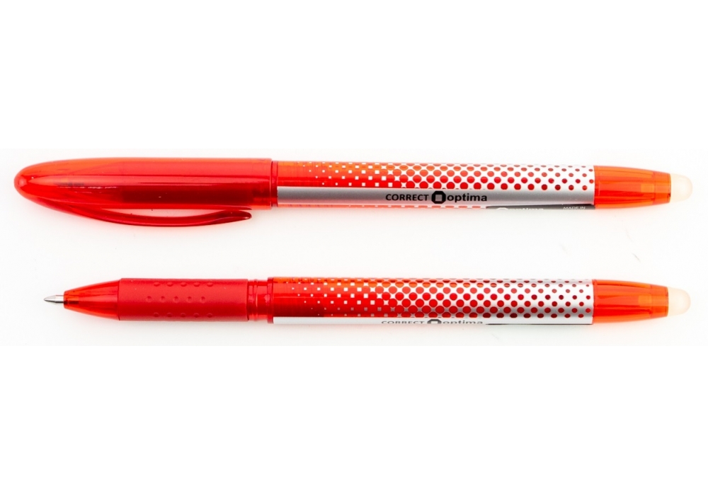 Ручка гелева самостираюча OPTIMA CORRECT 0,5 мм, пише червоним O15745