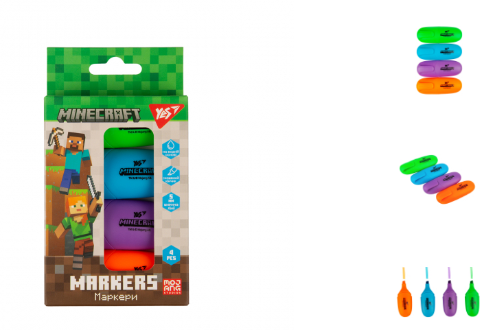Маркер текстовий Yes Minecraft в наборі 4 шт. 391095