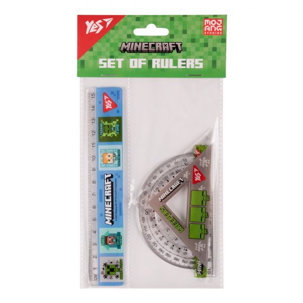 Набір лінійок Yes (3 предмети) Minecraft, лінійка 15 см 370674