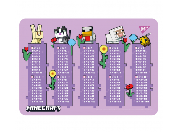 Підкладка для столу Yes Minecraft Spring з підказками таблиця множення А3 492322