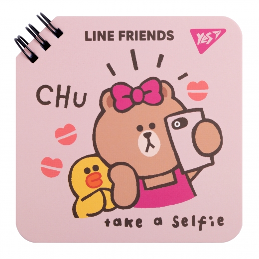 Блокнот 110х110 мм, 80 арк., подвійна cпіраль "Line Friends" Chu YES